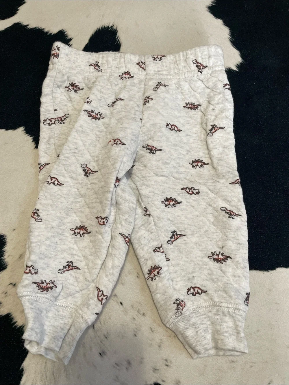 2/$12 Grey Quilted Dino Outfit